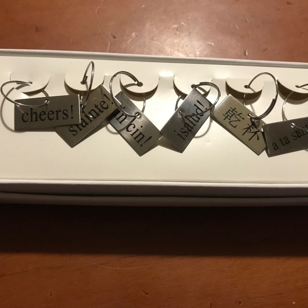 Banana Republic Home Wine Charms “Cheers” Set